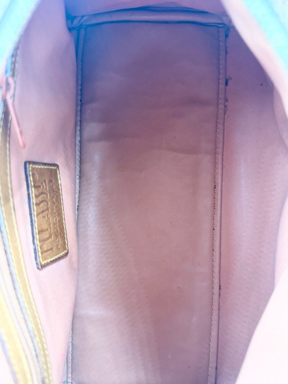 Alviero Martini Bundle Cognac Logo Barrel Crossbody with Brown Trim And Pouch - Picture 14 of 16
